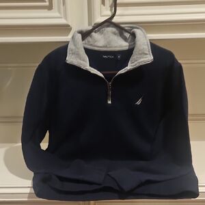 Nautica Men's Dark Blue and Gray Zip-Up Sweater